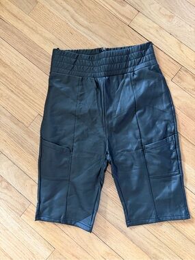 Black Faux Leather Cargo Shorts